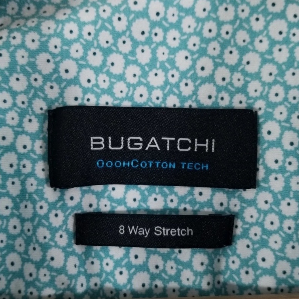Bugatchi OoohCotton Tech Mens Shirt Mint Green XXL. 8-Way Stretch Short Sleeve - Picture 3 of 6